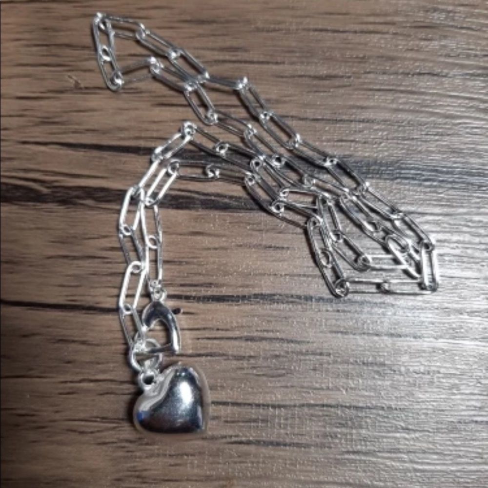 The LOVE Heart Pendant & clasp link necklace in 925 - Picture 4 of 5